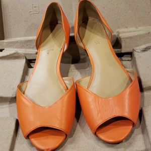 Nine West D'orsay peep toe flats orange